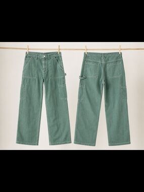 Garage Green Carpenter-Style Wide Leg Pants Size 9